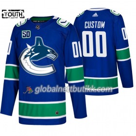 Vancouver Canucks Hockeydrakt Custom 50th Anniversary Adidas 2019-2020 Blå Authentic - Barn